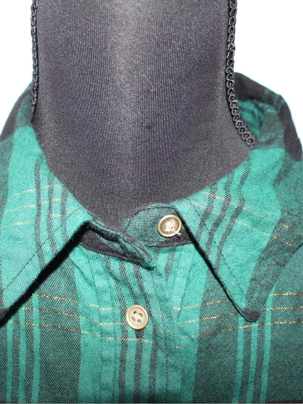 Lane Bryant Women’s Green Plaid Button-Up Drawstring Top - Picture 7 of 11